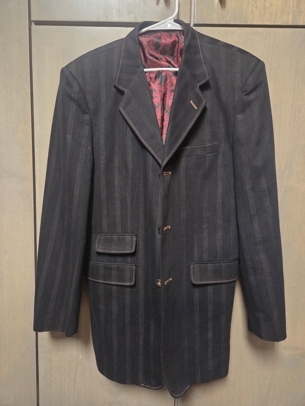 Falcone Men's Striped Fashion Blazer Jacket Sport Coat Red Paisley Lining M 40R
